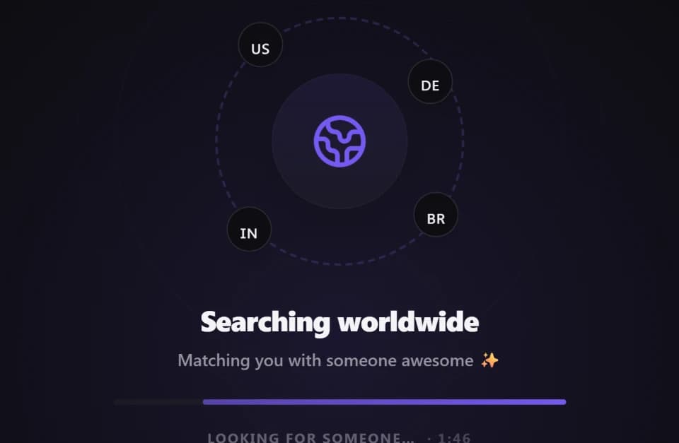 Blinko searching worldwide, matching you with someone across the US, Germany, India and Brazil